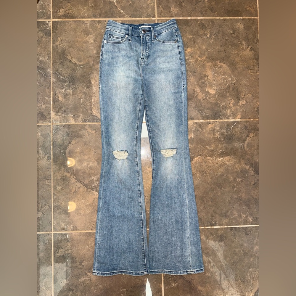 Good American Light Blue Flare Jeans